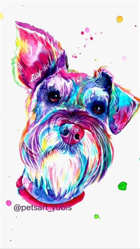 Schnauzer Colorido retrato de perro Schnauzer por Yubis Guzmán de