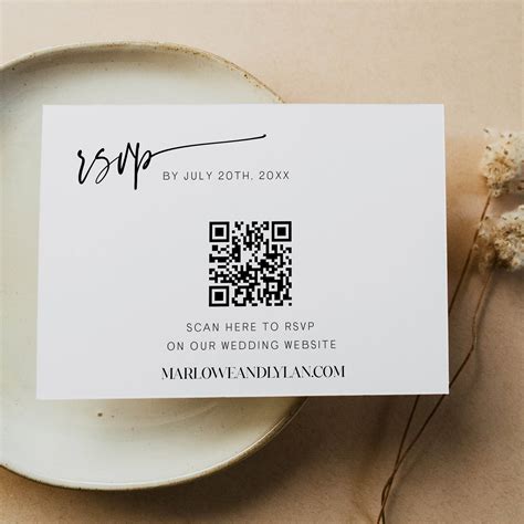 Modern Minimalist Wedding Qr Rsvp Card Template Marlowe Collection Ohhappyprintables