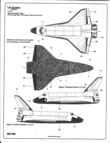 Warbird Space Shuttle Tile Details Decals 1 144 04 For The Revell Kit