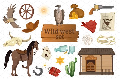 Wild West Isolated Elements Set Vector Graphics Creative Market