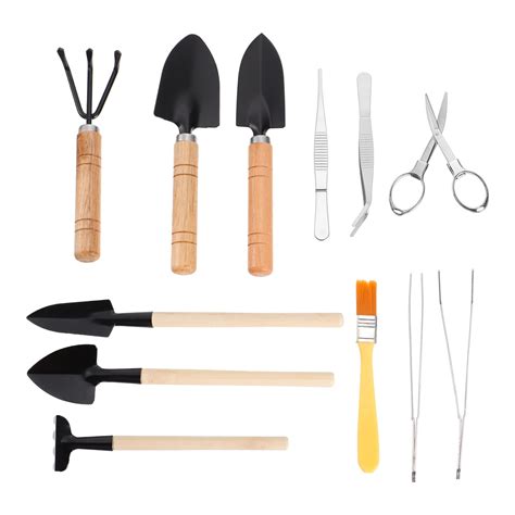 Nuolux 10pcs Durable Wooden Gardening Tool Flower Planting Mini Set For