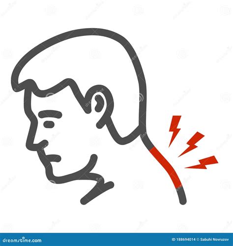 Neck Pain Line Icon Body Pain Concept Man Suffering From Neck Ache