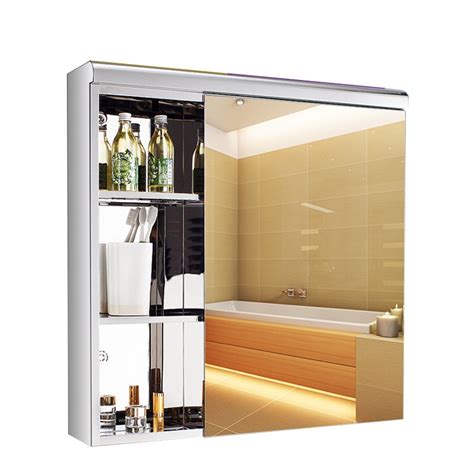 Aeommall Stainless Steel Bathroom Mirror Cabinet Bathroom Wall Hung