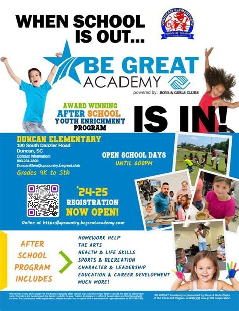 Duncan Be Great Academy After School Program Duncan Elementary School