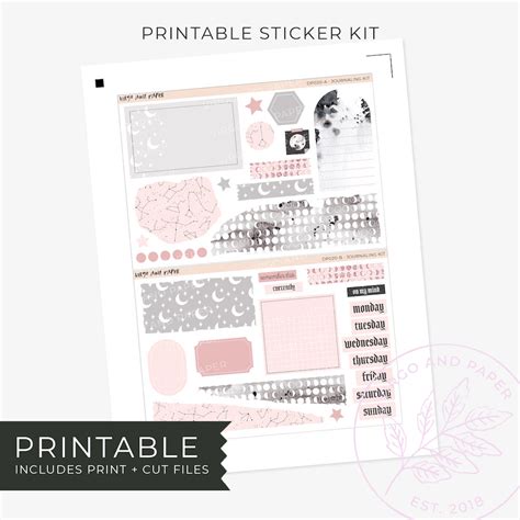 Printable Journaling Stickers Luna Virgo And Paper