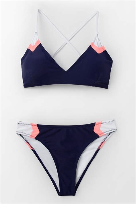 Navy Sport Schnürung Bikini Cupshe Deutschland