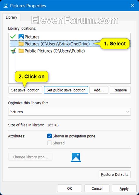 Change Default Save Locations For Libraries In Windows 11 Windows 11