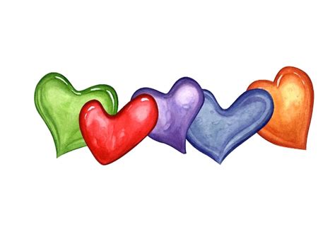 Premium Vector Multicolored Caramels In The Shape Of Heart Watercolor