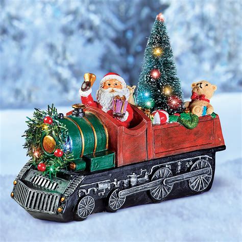 Solar Lighted Hand-Painted Santa Train Decoration | Collections Etc.