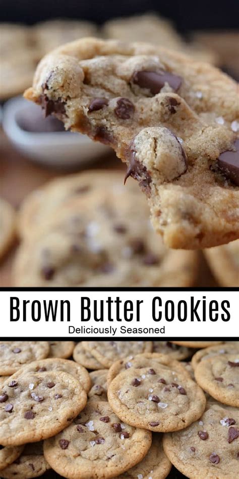 Brown Butter Cookies with Mini Chocolate Chips - Deliciously Seasoned