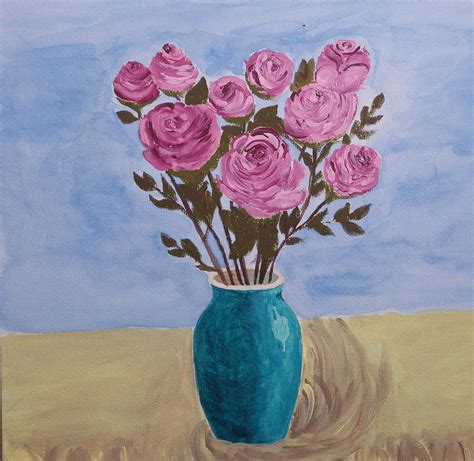 Roses In A Vase Drawing by Anna Andriyaka