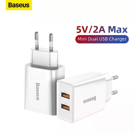 Baseus Mini Cargador USB Dual Adaptador De Enchufe De La UE Cargador