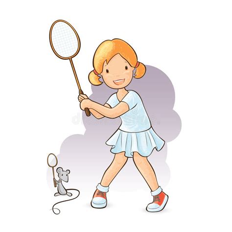 Fille Jouant Au Badminton Illustration De Vecteur Illustration Du