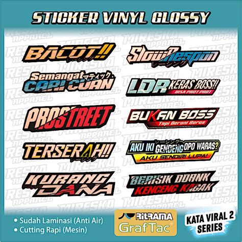 Jual TERLARIS STICKER KATA KATA VIRAL SERIES 2 STIKER HELM MOTOR