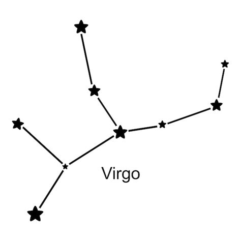 Constelación del signo zodiacal virgo sobre fondo blanco ilustración