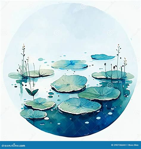 Water Lily Pond. Hand Drawn Water Lily Pond Illustration Stock ...