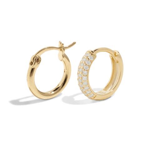 Gold Hoop Earrings Set Bound Studios Hoops With Stones