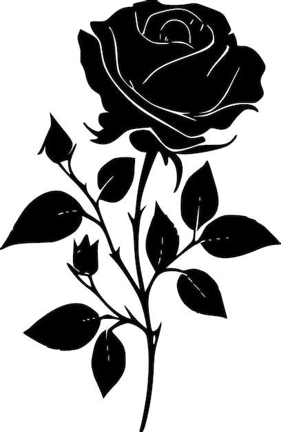 Premium Vector Rose Black And White Vector Illustration