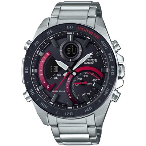 Casio Edifice Men S Bluetooth Tough Solar Black Dial Smartwatch Ecb