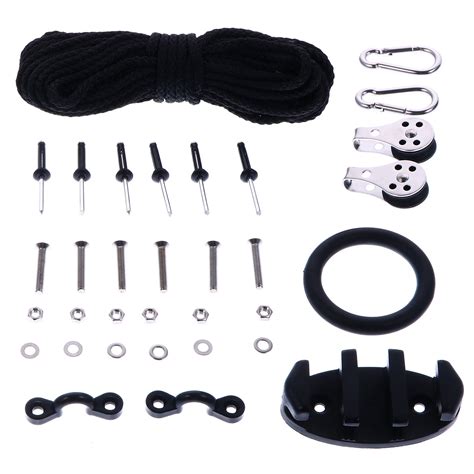 1 Set Kayak Anchor Trolley Kit Nylon Rope Pad Eye Anchor Cleat Pulley