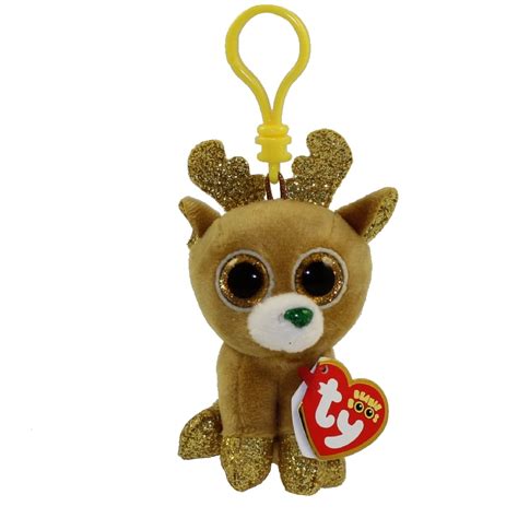 Ty Beanie Boos Glitzy The Reindeer Glitter Eyes Plastic Key Clip