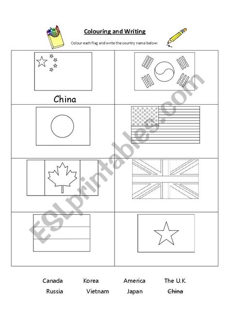 Coloring The Flags ESL Worksheet By Adelechoi