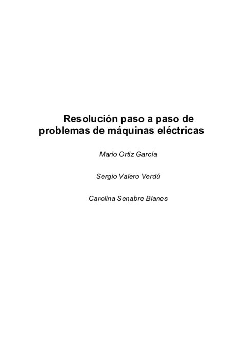 Pdf Resolución Paso A Paso De Problemas De Máquinas Eléctricas