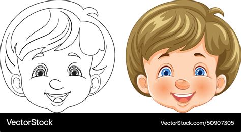 A happy child face colored and outlined Royalty Free Vector