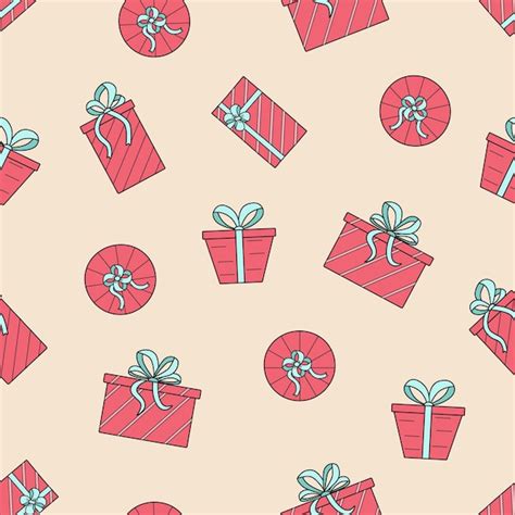 Premium Vector Seamless Pattern T Boxes In Wrapping Paper With