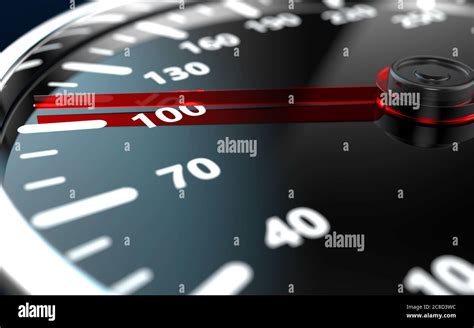 Close Up Of A Car Speedometer With Red Needle 3d Illustration Stock