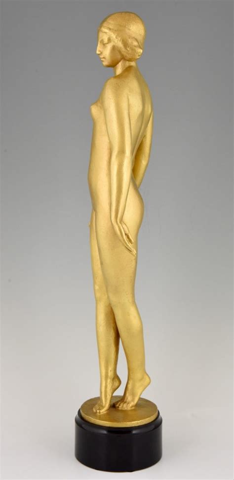 Art Deco Gilt Bronze Sculpture Of A Standing Nude Deconamic