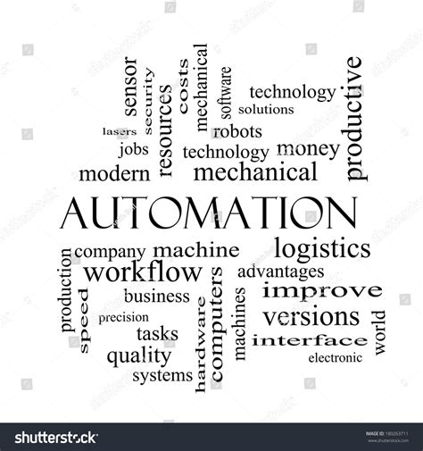 Automation Word Cloud Concept Black White Stock Illustration 180263711