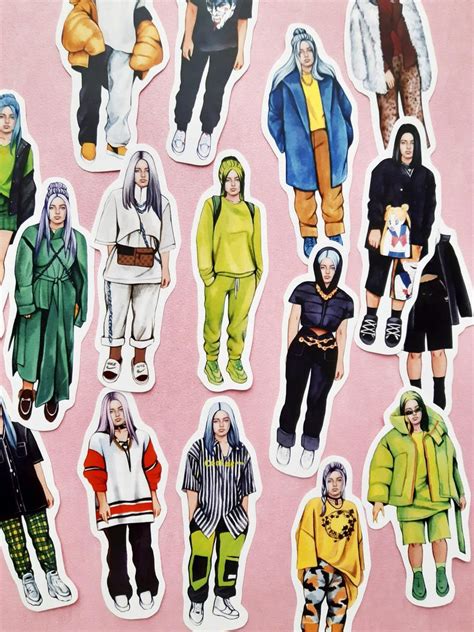 Billie Eilish 16 Stickers Billie Eilish Sticker Pack Billie Etsy