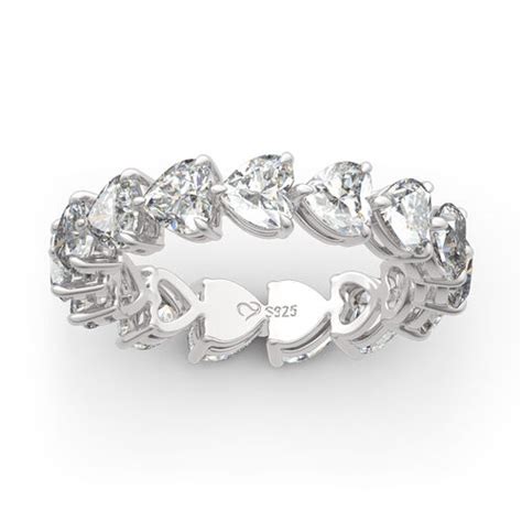 Jeulia Classic Heart Cut Sterling Silver Eternity Band Jeulia SG