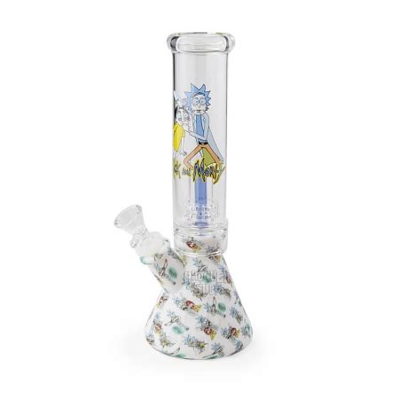 Bong De Vidro E Silicone Percolator Rick And Morty Sortido