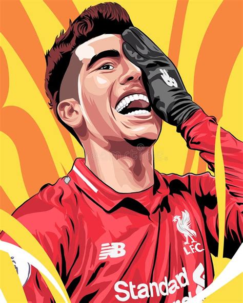 Arte Digital Do Liverpool Fc Striker Roberto Firmino Celebrando Seu