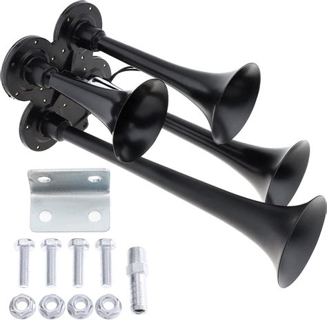 DriSentri 4 Trumpet Air Horn Train Horn 12V 178dB Super Loud Black Four