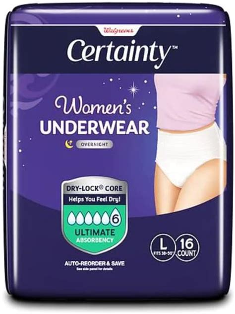 Walgreens Certainty Women S Overnight Underwear Ultimate Absorbency Large 16 1