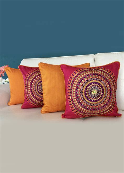 Get Embroidered Cushion Covers Set Of X Inches Colors Of