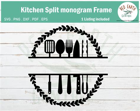 Rustic kitchen farmhouse monogram frame SVG,PNG,DXF,PDF,EPS By Redearth ...