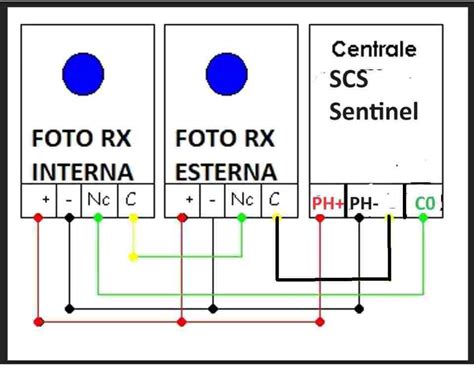 COLLEGAMENTO DI 4 FOTOCELLULE A CENTRALE SCS SENTINEL OPENGATE1