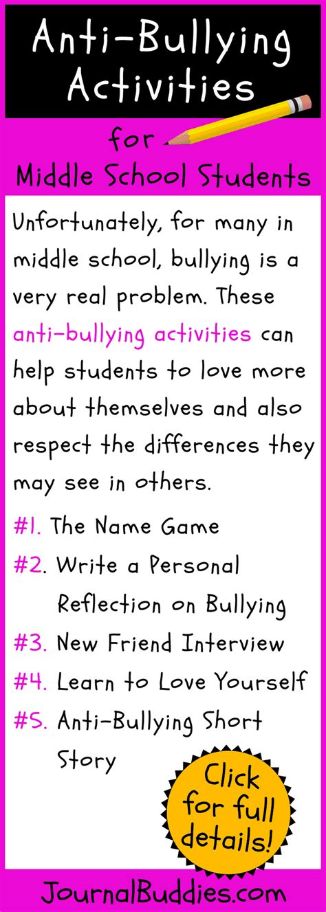 Anti-Bullying Activities for Middle School Students • JournalBuddies.com