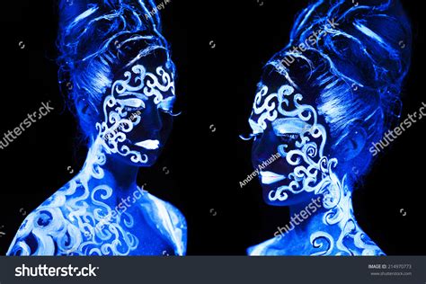 Body Art Glowing Ultraviolet Light Four Stock Photo (Edit Now) 214970773