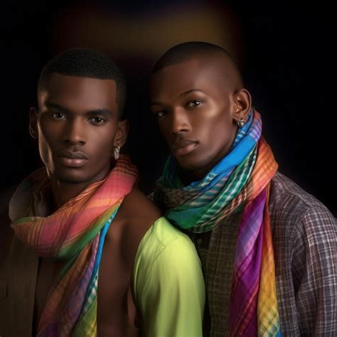 Premium AI Image Two Men Wearing Colorful Scarves And One Has A