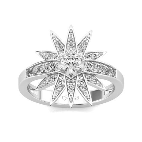 Jeulia Star Design Round Cut Sterling Silver Ring Jeulia Jewelry