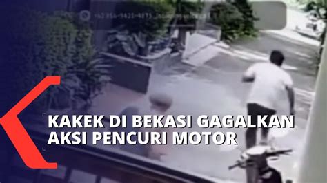 Cctv Rekam Aksi Kakek Gagalkan Pencurian Motor Pelaku Dihajar Hingga