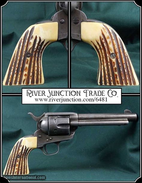 Original Antique Jigged Bone Grips For 1873 Colt Saa