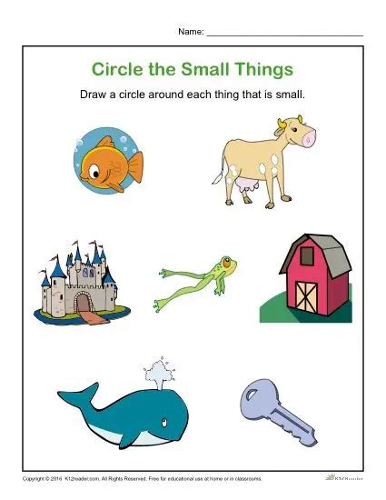 Circle the Small Things | Printable Pre-Kindergarten Worksheet