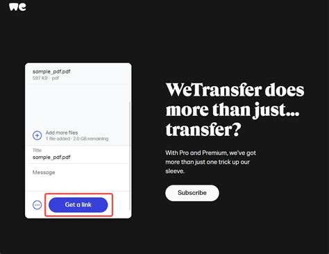 how to create a wetransfer link