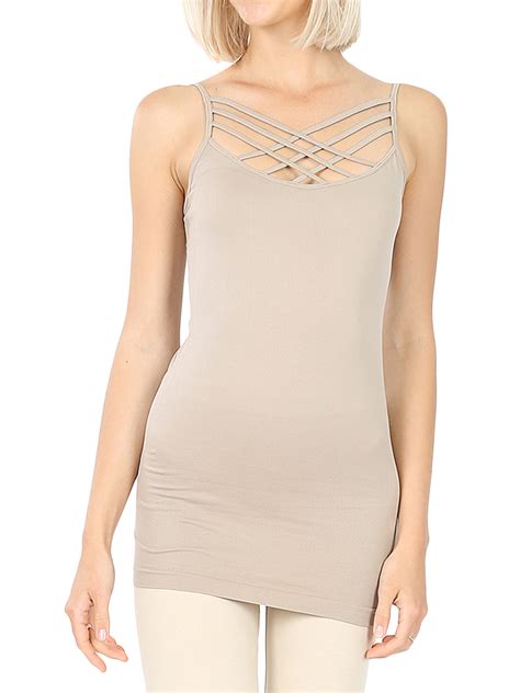 Zenana Women And Plus Seamless Triple Criss Cross Front Long Cami Tank